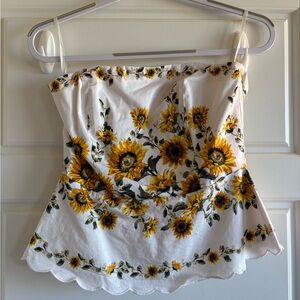 White House Black Market Floral Camisole in Yellow and White